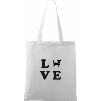 Čivava love - Taška bavlněná - 42 x 38 cm ( Bílá )