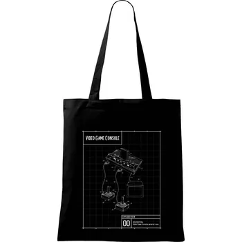 Nákupní taška Nákres video game console s joystickem - Taška bavlněná - 42 x 38 cm ( Černá )