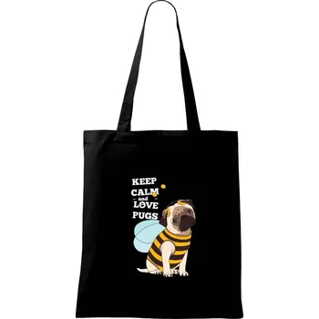 Keep calm and love pugs - Taška bavlněná - 42 x 38 cm ( Černá )