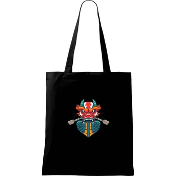 Nákupní taška Dračí loď příď - Taška bavlněná - 42 x 38 cm ( Černá )