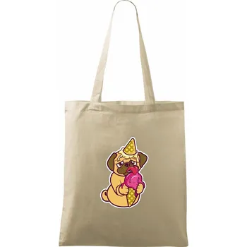 Mops a zmrzlina - Taška bavlněná - 42 x 38 cm ( Naturální )