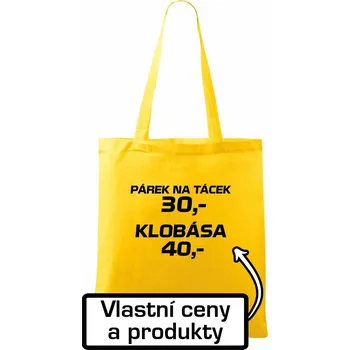 Párek na tácek a klobása - Taška bavlněná - 42 x 38 cm ( Žlutá )