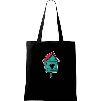 Nákupní taška Barevná budka pro ptáky - Taška bavlněná - 42 x 38 cm ( Černá )