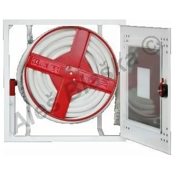 Hydrant ALBECO - ČR | Domovní požární hydrant pro zazdění s hadicí DN19 délky 20m prosklený (hydrantová skříň) hydrantový systém - bílá HSVS DN19/20m