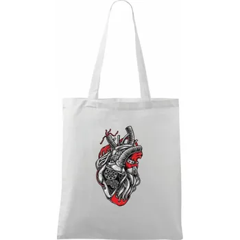 Strojové srdce - Taška bavlněná - 42 x 38 cm ( Bílá )