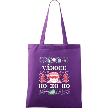 Vánoce ho ho ho - Taška bavlněná - 42 x 38 cm ( Fialová )