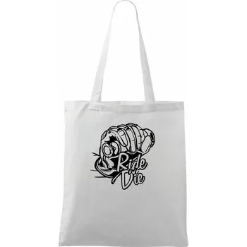 Ride or Die moto - Taška bavlněná - 42 x 38 cm ( Bílá )