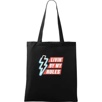 Livin by my rules - Taška bavlněná - 42 x 38 cm ( Černá )
