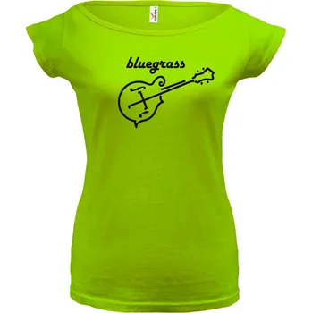 Dámské tričko BLUEGRASS MANDOLÍNA (zelené, černý potisk) dámské velikost L (Dámské tričko s potiskem)