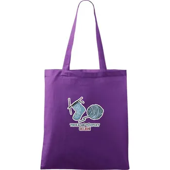 Pletení tohle mě vždycky uklidní - Taška bavlněná - 42 x 38 cm ( Fialová )