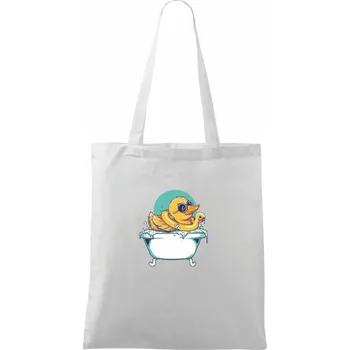 Nákupní taška Kačer ve vaně - Taška bavlněná - 42 x 38 cm ( Bílá )