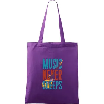 Music Never Sleeps - Taška bavlněná - 42 x 38 cm ( Fialová )
