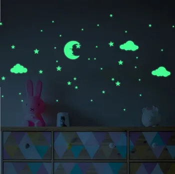 Samolepící dekorace Ambiance Svítící samolepky na zeď Moon and Clouds ID_1260950