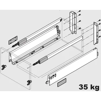 Zásuvkový kontejner Blum K-BLUM Antaro D 450 mm/30 kg, Blumotion/TOB, šedá R9006, vrut