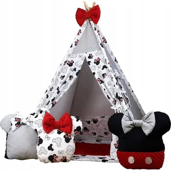 Dětský stan MAXMAX Dětský stan TEEPEE (TÝPÍ) EXCLUSIVE s doplňky - MYŠKA MINNIE - červený 120x120x180 cm Červená