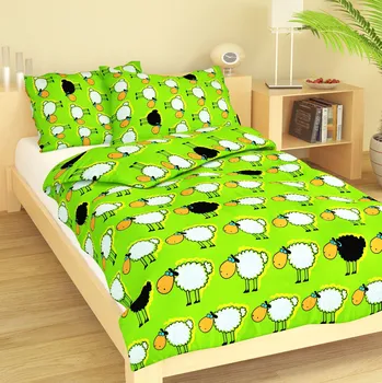 Povlečení Dětské krepové povlečení Beránci zelení Uzávěr: Zip