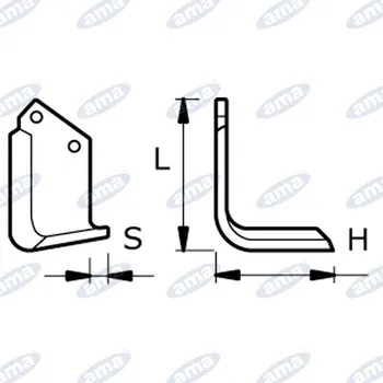 Pracovní nůž NŮŽ ROTAVÁTORU 136 X 180 X 12 MM LEVÝ Ø 14.5