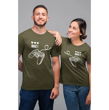Pánské tričko Trička pro páry Hráč Barva: Khaki, Dámska velikost: XS, Pánska velikost: L