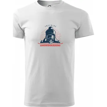 Pánské tričko Freeride snowboarding lebka - Klasické pánské triko vyšší gramáže - 3XL ( Bílá )