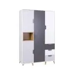 JUREK Skříň Joker R1 bílá/grafit/dub Lefkas/šedá