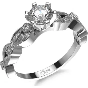 Prsten Couple, Půvabný zásnubní prsten Rosette, bílé zlato a zirkony, vel.: 55, ø17,5 mm, 5260514-0-55-1