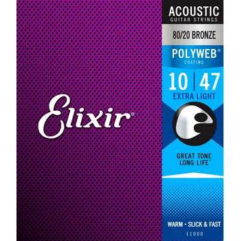 Příslušenství pro strunný nástroj Elixir Polyweb 80/20 Bronze Extra Light + prodloužená záruka 3 roky