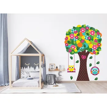 Samolepící dekorace Barevný strom pro děti samolepka na zeď 30 x 46 cm