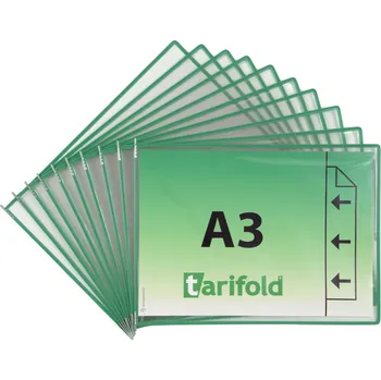 Rámeček s kapsou a úchyty Tarifold, A3, otevřený bokem, zelený, 10 ks