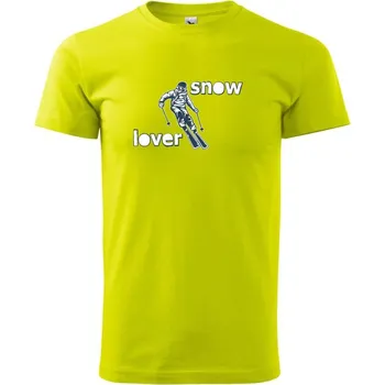 Pánská móda Snow lover lyže - Klasické pánské triko vyšší gramáže - 4XL ( Limetková )