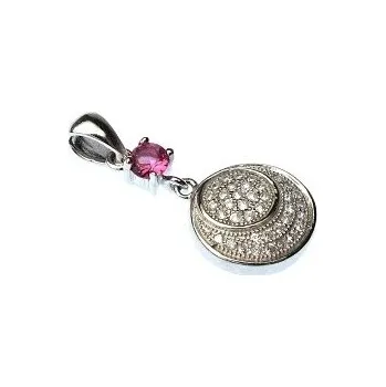 Přívěsek Stříbrný přívěsek Kolečko osazené zirkony Rhodium - růžové Stříbro 925/1000