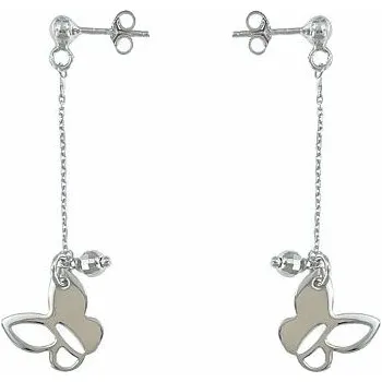 Náušnice Stříbrné visací náušnice s motýlky