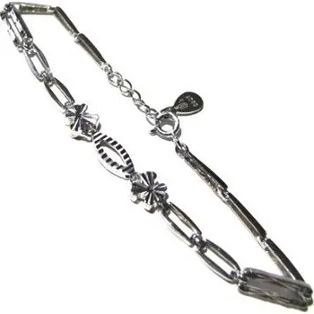 Náramek Dámský stříbrný náramek zdobený 6mm Rhodium 16+2cm Stříbro 925/1000