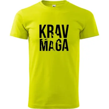 Pánské tričko Nápis Krav Maga - Klasické pánské triko vyšší gramáže - XS ( Limetková )