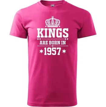 Pánská móda Kings are born in 1957 - Klasické pánské triko vyšší gramáže - XL ( Purpurová )