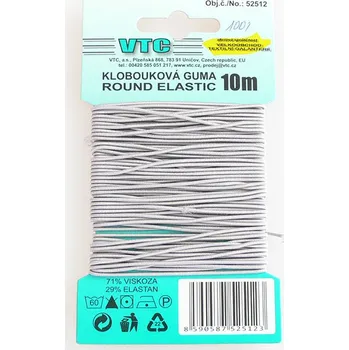 Textilní guma Klobouková guma 1,2mm 10m - 1001 - světle šedá