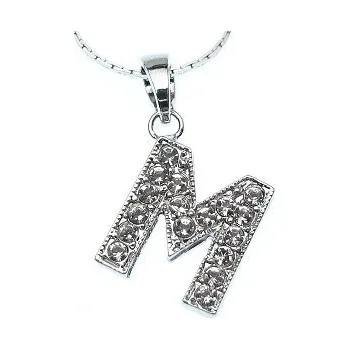 Náhrdelník Náhrdelník přívěsek písmenko "M" Swarovski Crystal Rhodium