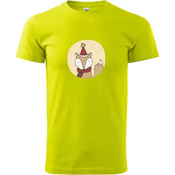 Pánské tričko Vánoční liška v kolečku - Klasické pánské triko vyšší gramáže - M ( Limetková )