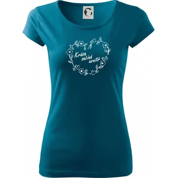 Krása začíná uvnitř - Dámské triko Pure - S ( Petrolejová )