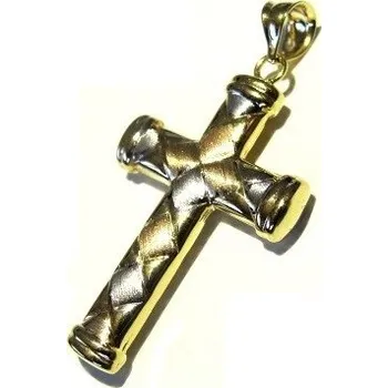 Přívěsek Zlatý přívěšek kříž tříbarevný dvoustranný 1,12g Zlato 14k(585/1000)