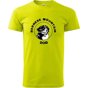 Bernese mountain dog v kruhu - Klasické pánské triko vyšší gramáže - 2XL ( Limetková )