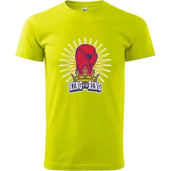 Pánské tričko Box King of the ring - rukavice na výšku - Klasické pánské triko vyšší gramáže - 2XL ( Limetková )