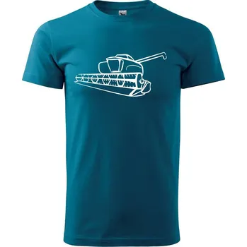 Kombajn velký - Klasické pánské triko vyšší gramáže - M ( Petrolejová )