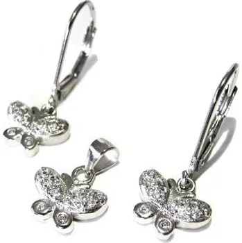Souprava šperků Stříbrná souprava motýlci s čirými zirkony Rhodium Stříbro 925/1000
