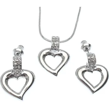 Souprava šperků Souprava SRDÍČKA Swarovski rhodiovaná