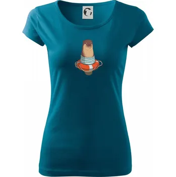 Dámské tričko Vydra s kruhem - Dámské triko Pure - S ( Petrolejová )