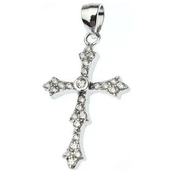 Přívěsek Stříbrný přívěsek kříž 32mm se zirkony Stříbro 925/1000