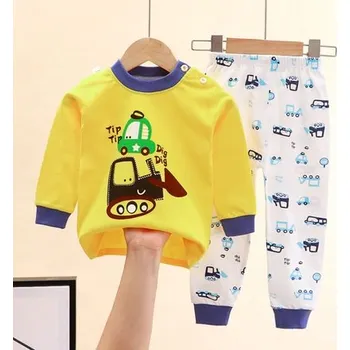 Čína Chlapecká bavlněná pyžámka s různými motivy Motiv: bagr a auto, Velikost: 120 (5 let)