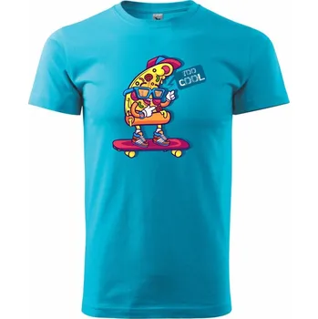 Pizza slice with skateboard - Klasické pánské triko vyšší gramáže - L ( Světlý tyrkys )