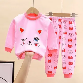 Dívčí pyžamo Čína Dívčí bavlněná pyžámka s různými motivy Motiv: mrkající kočička, Velikost: 90 (18-24 m)