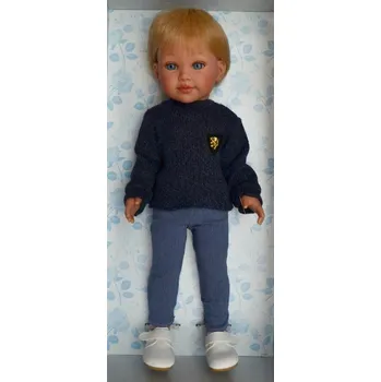 Panenka Realistická panenka chlapeček David v modrém pleteném svetru od firmy Vestida de Azul (David - 45 cm)